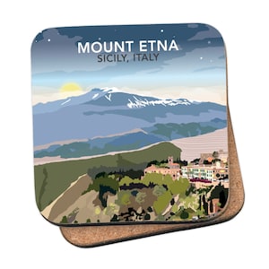 Mount Etna, Sicily, Italy Coaster - by Tabitha Mary - Travel prints and gifts
