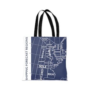 Carte des régions de prévision des livraisons dans un sac fourre-tout bleu foncé - par Tabitha Mary - Affiches de voyage et cadeaux