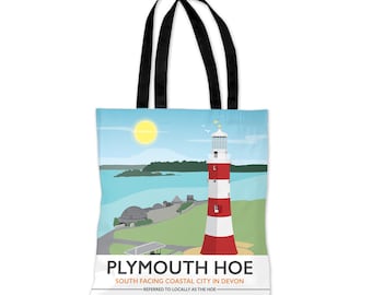 Plymouth Hoe, Lighthouse, Devon Tote Bag - by Tabitha Mary - Travel prints and gifts