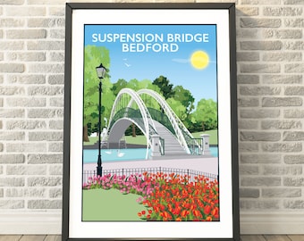 The Suspension Footbridge, Bedford Embankment -  capturing a memory - Travel prints and gifts by Tabitha Mary