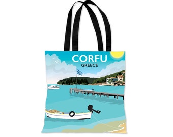 Corfu, Greece Tote Bag - by Tabitha Mary - Travel prints, cards and gifts