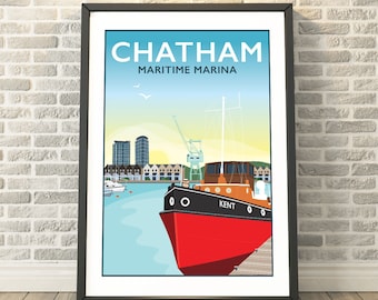 Chatham Maritime Marina, Kent - capture a memory with signed travel prints, cards & gifts by Tabitha Mary