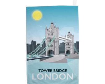 Tower Bridge, River Thames, London Tea Towel - travel prints, cards, gifts by Tabitha Mary