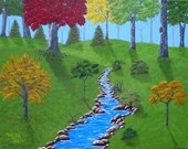 Forest Stream 16"x20" Original Acrylic Painting