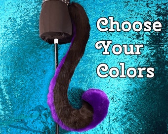 Split Two-Tone Curled Cat Tail