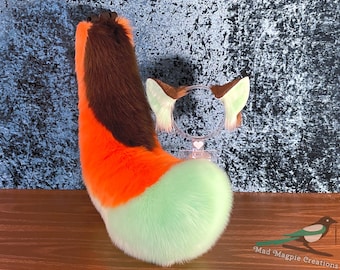 Tri-Color Mint Orange and Brown Ears and Tail Set
