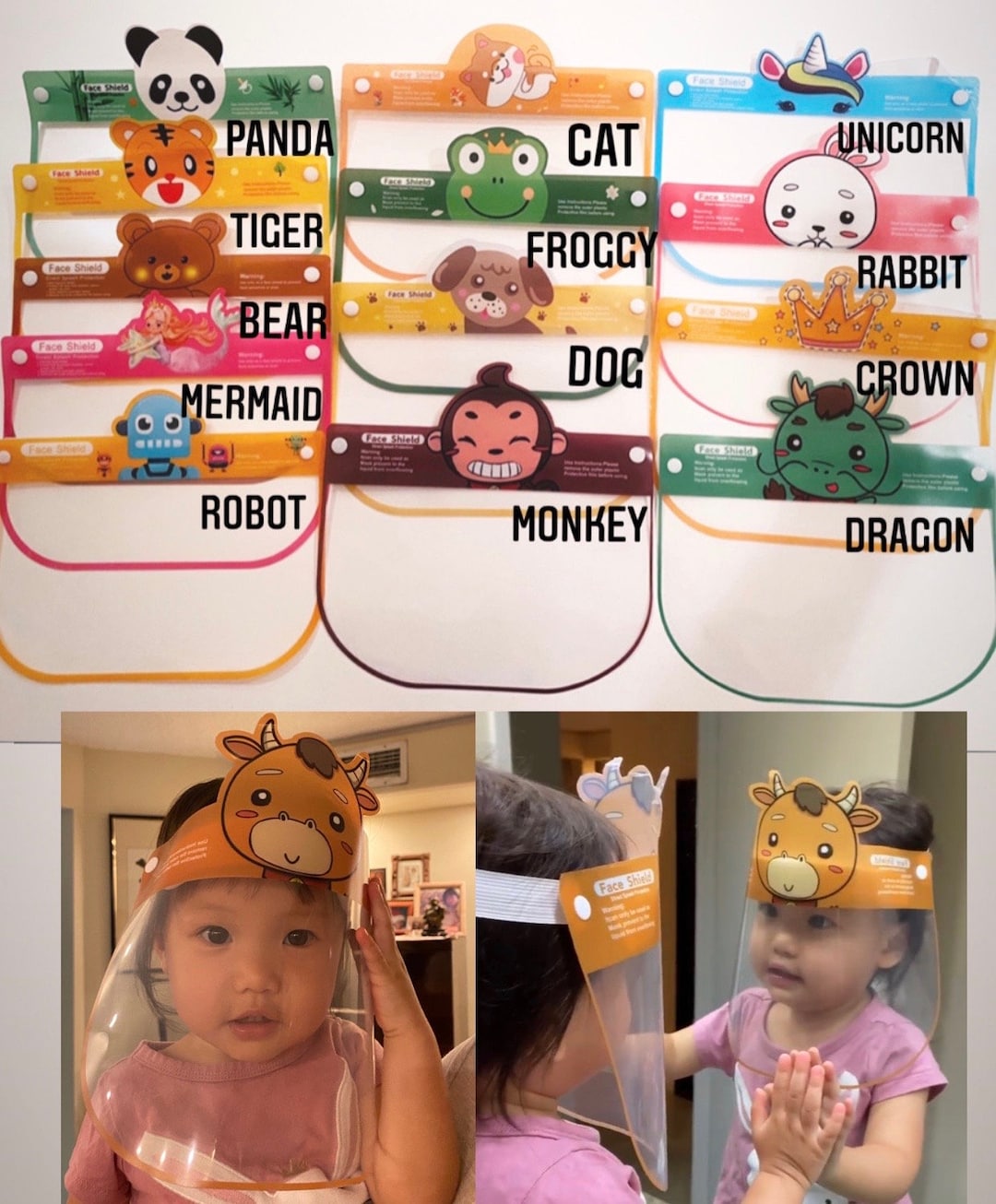 SALE BUY 3 Get 1 FREE Cute Toddler & Children Face Shields - Etsy