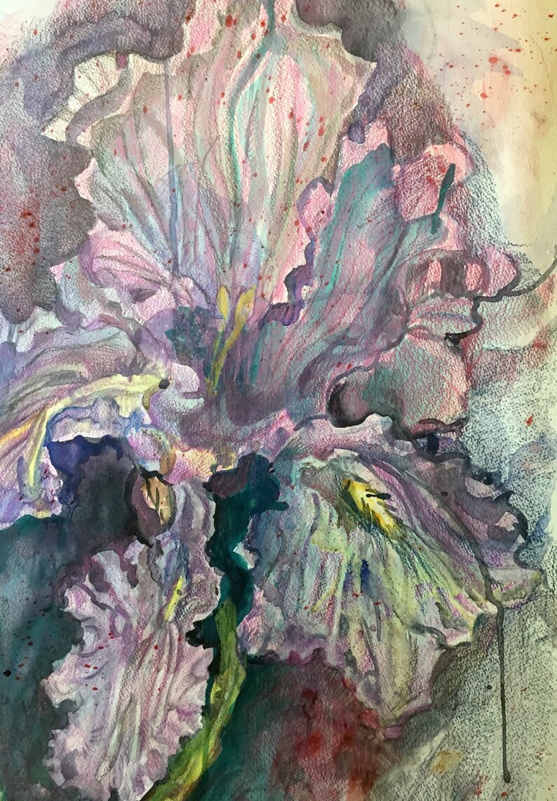Leau Couleur Peinture Iris Bleu Très Grand Mur Art Etsy