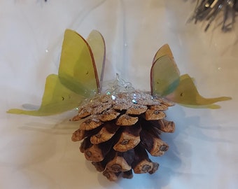 2 Fairy pinecone Christmas tree decorations