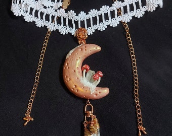 Rose gold mystic moon necklace