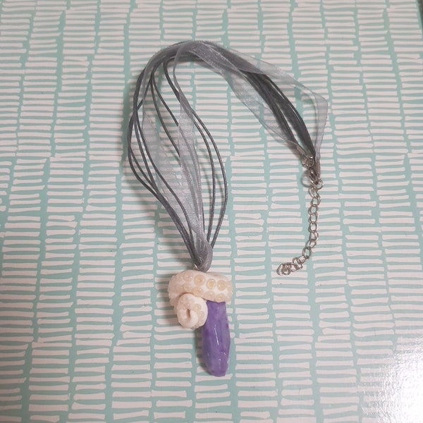 SALE Pastel crystal and tentacle necklace