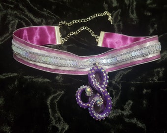Purple Polymer clay tentacle choker