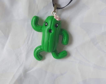 Polymer clay, final fantasy cactuar necklace