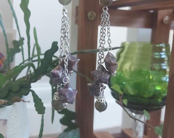 Origami Star dangle earrings with labradorite beads