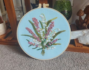 Floral embroidery hoop,  flower bouquet