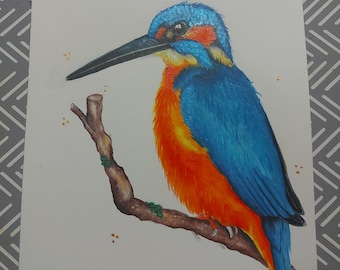Original acrylic painting of kingfisher