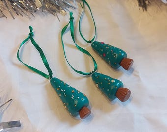 3 Mini Christmas tree decorations