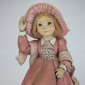 Vintage Little Girl Garden Statue 15 Inches Tall - Hand Painted 1986 - Ceramic Figure