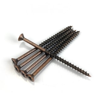 Bronze Plated #9 Flat Head Wood Screws - 2.5 or 3 Inch - Five Pack