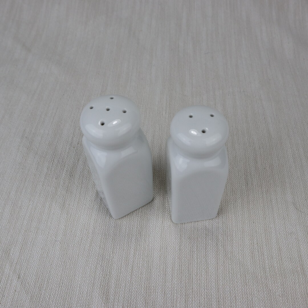 White Ceramic Salt and Pepper Shakers Etsy