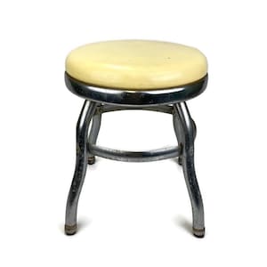 Mid Century Vinyl Top and Chrome Shop Stool - 17 Inches