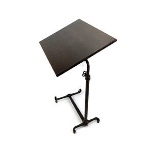 Antique Library Table: Cast Iron Barley Twist Base, Adjustable Tilting Top, Book Supports