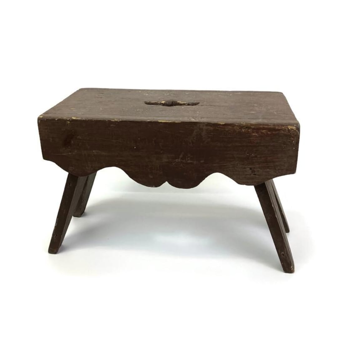 Antique Primitive Wooden Step Stool Bench - Early 1900s Farmhouse Stool ...