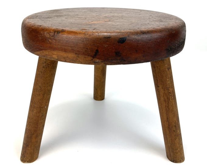 Vintage Wood Milking Stool - Etsy