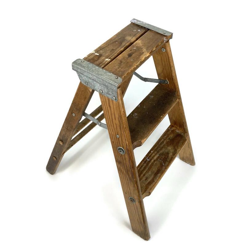 Vintage Wood Step Ladder - 24 Inch Stepstool - Plant Stand Display - Etsy