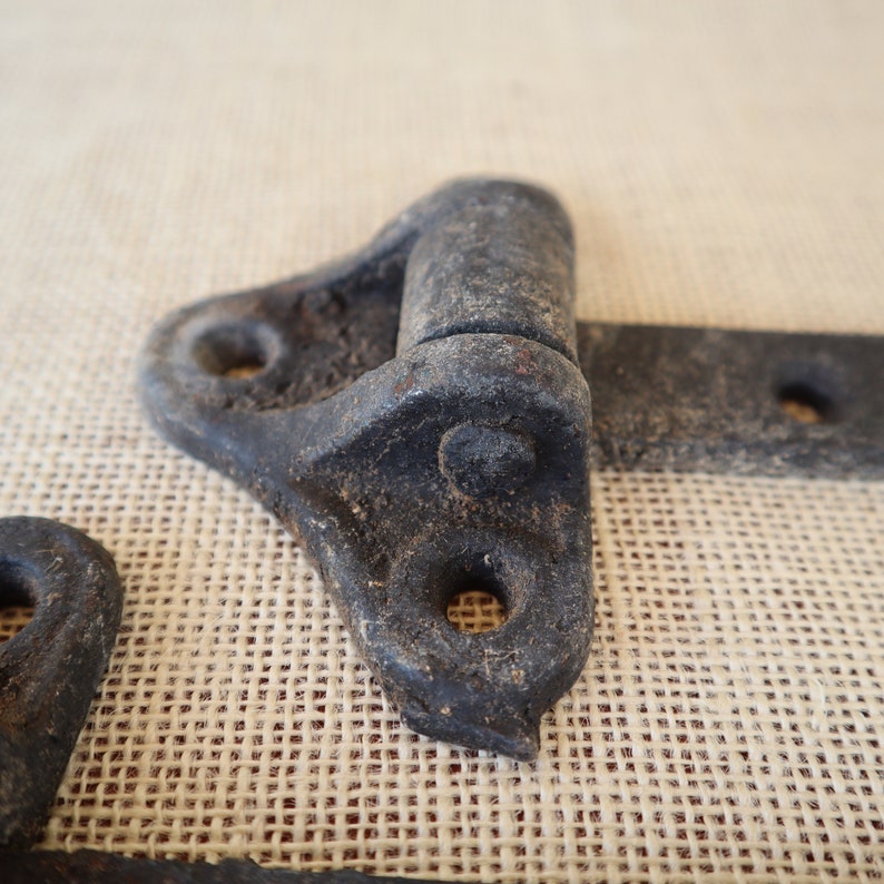 Vintage Wrought Iron Strap Hinges Large Rustic Iron Etsy