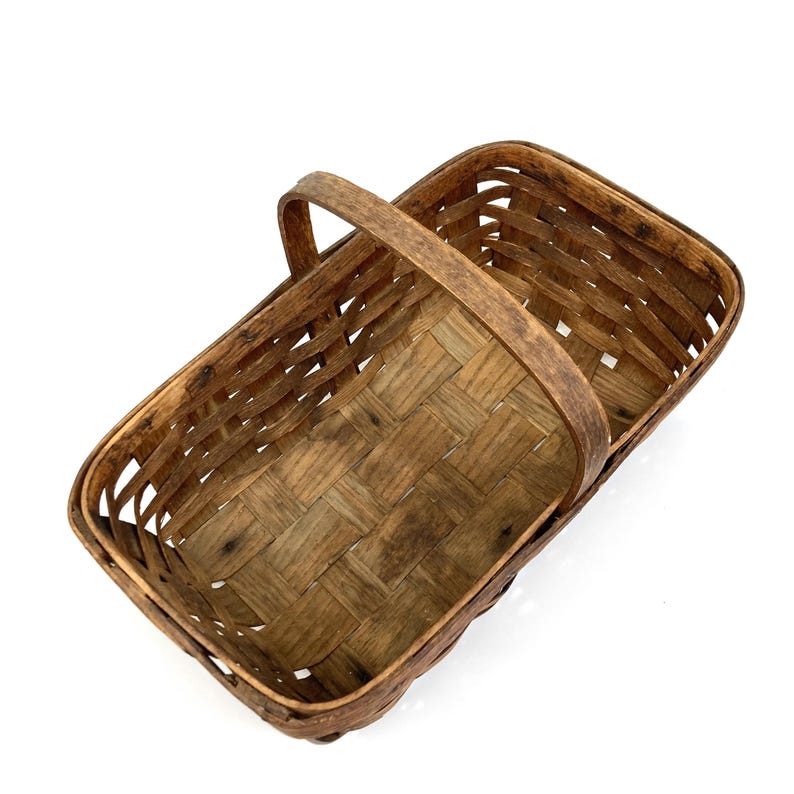 Antique Woven Splint Oak Gathering Basket - Etsy