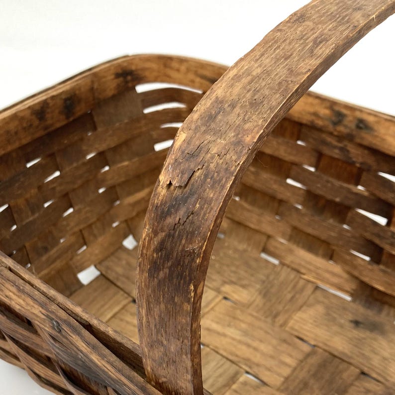 Antique Woven Splint Oak Gathering Basket - Etsy