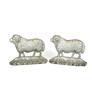 Pair of Antique Cast Iron Sheep Door Stops - Rare