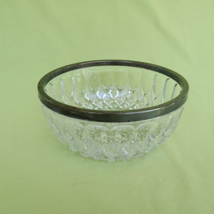 Vintage Silver Rimmed Cut Crystal Bowl 8 Inch Diameter