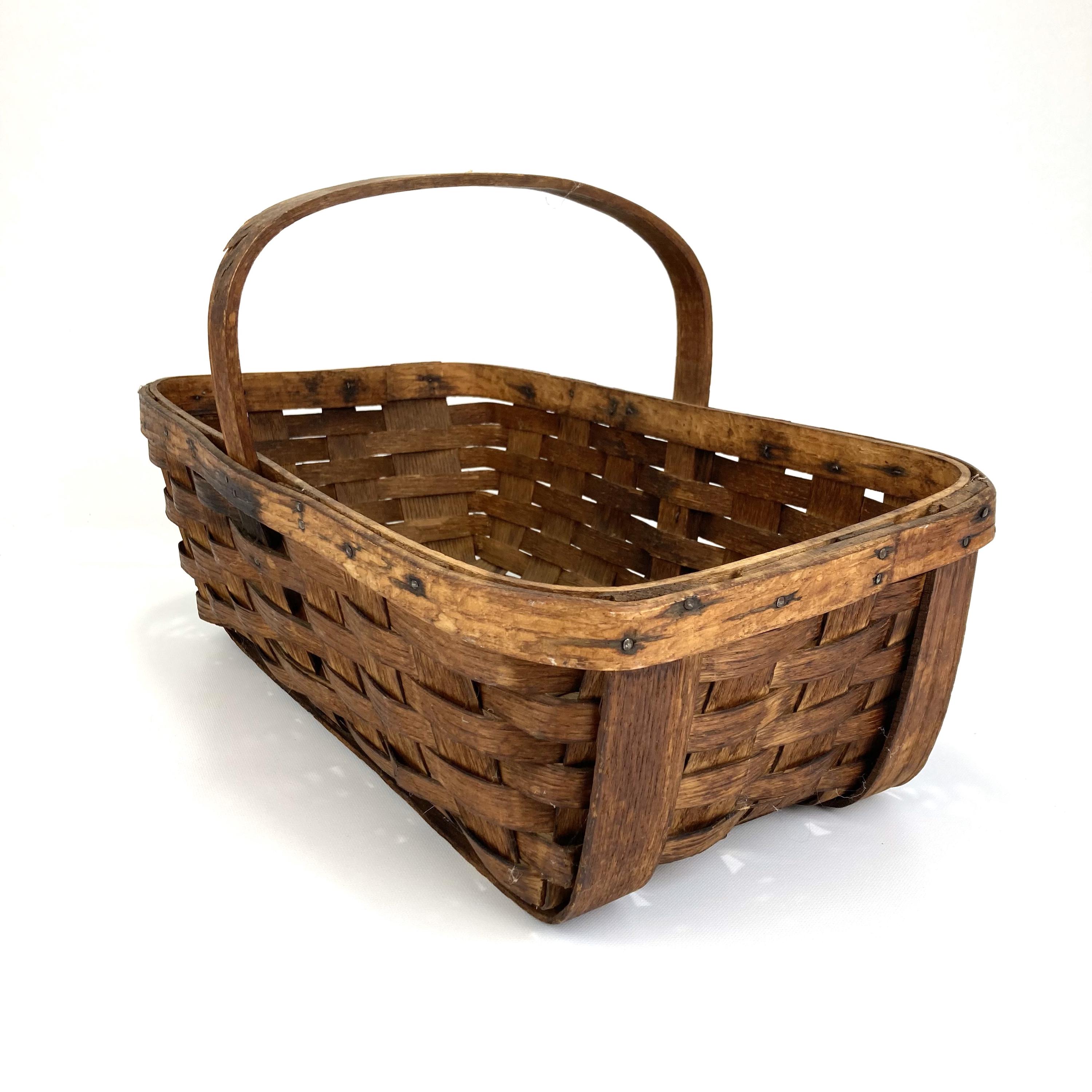 Antique Woven Splint Oak Gathering Basket - Etsy