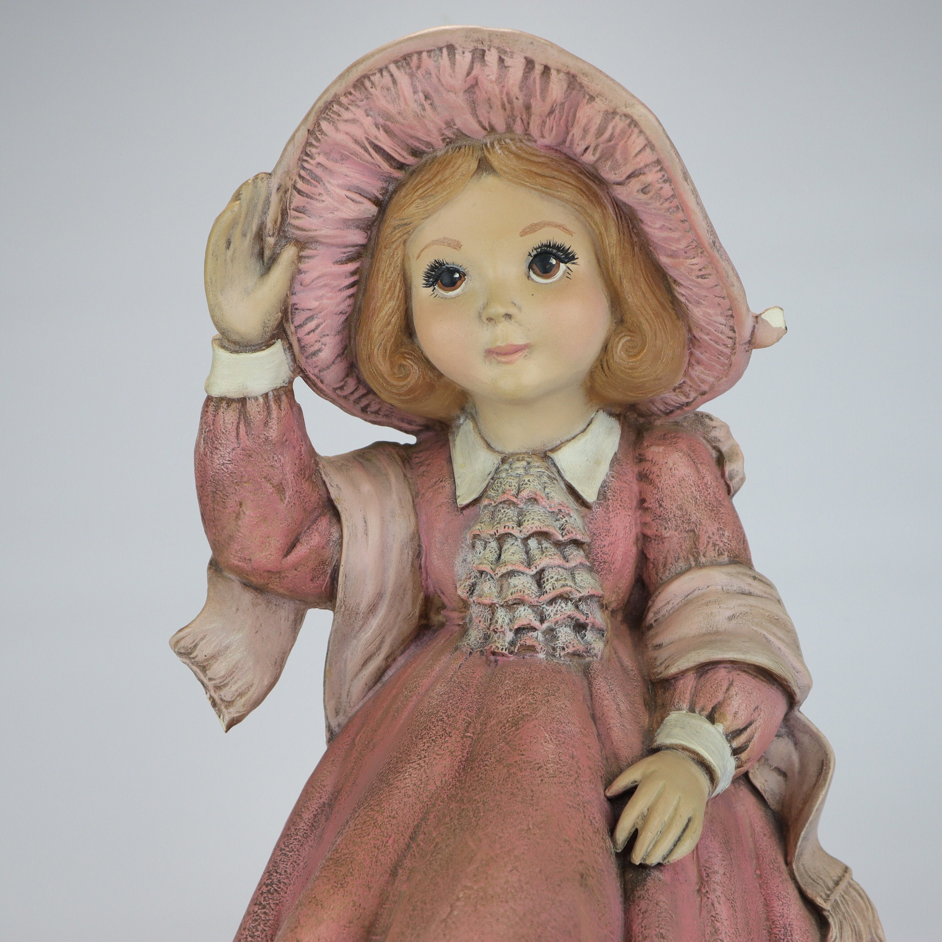 少女像置物/陶器 Vintage Little Girl Garden Statue 15 Inches Tall - Hand
