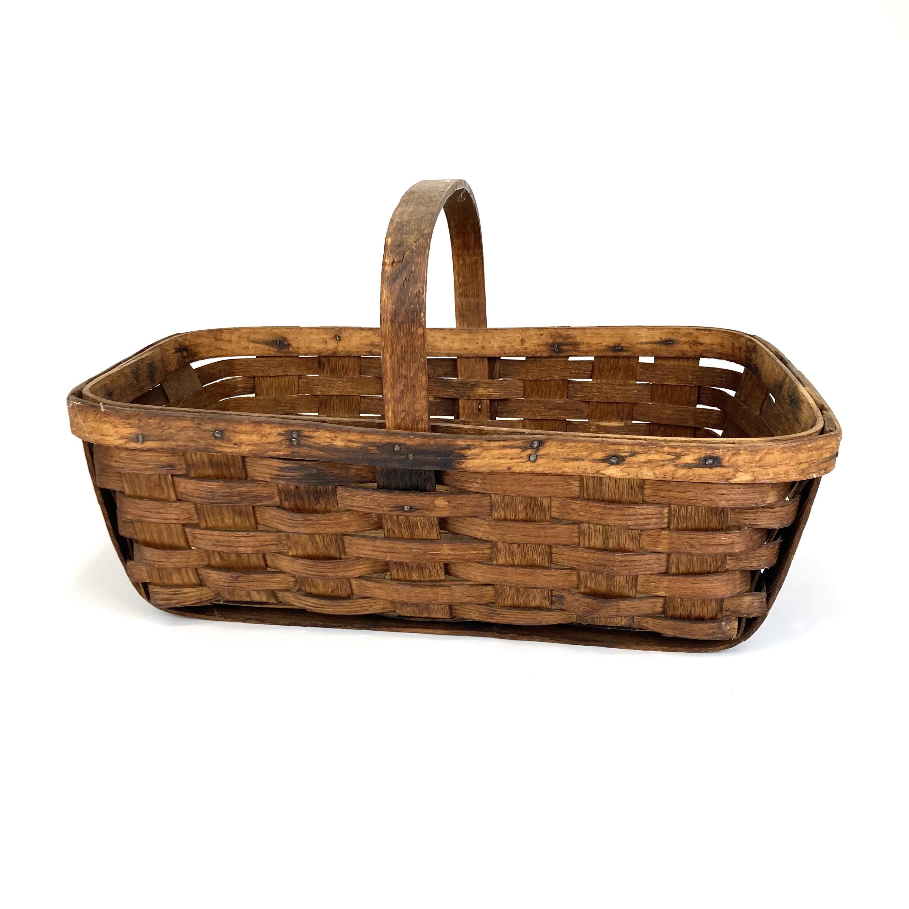 Antique Woven Splint Oak Gathering Basket - Etsy