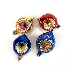 Vintage Glass Indent Christmas Teardrop Bulb Ornaments - Sold Separately