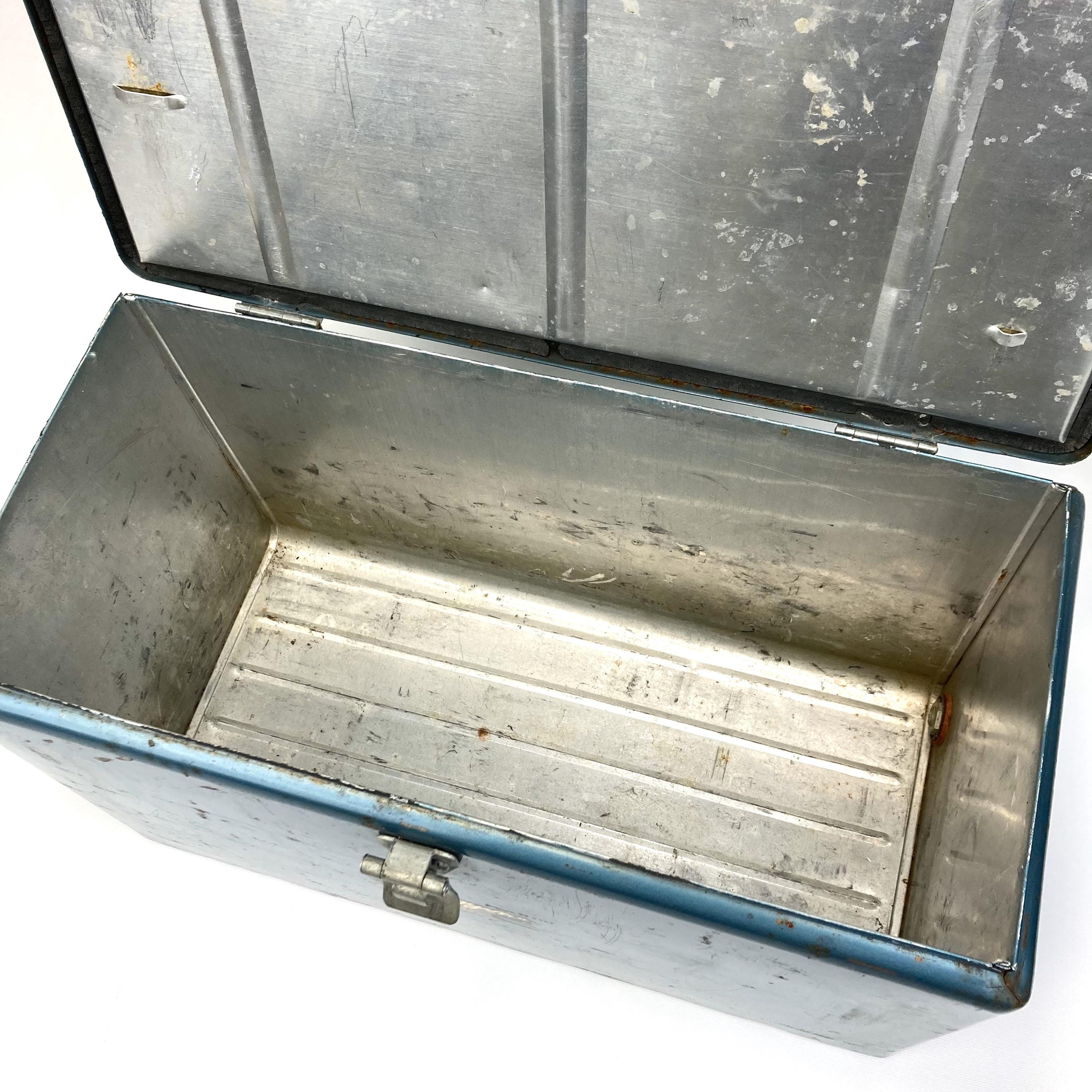 Vintage JC Higgins Blue Metal Cooler - Distressed Aluminum Ice