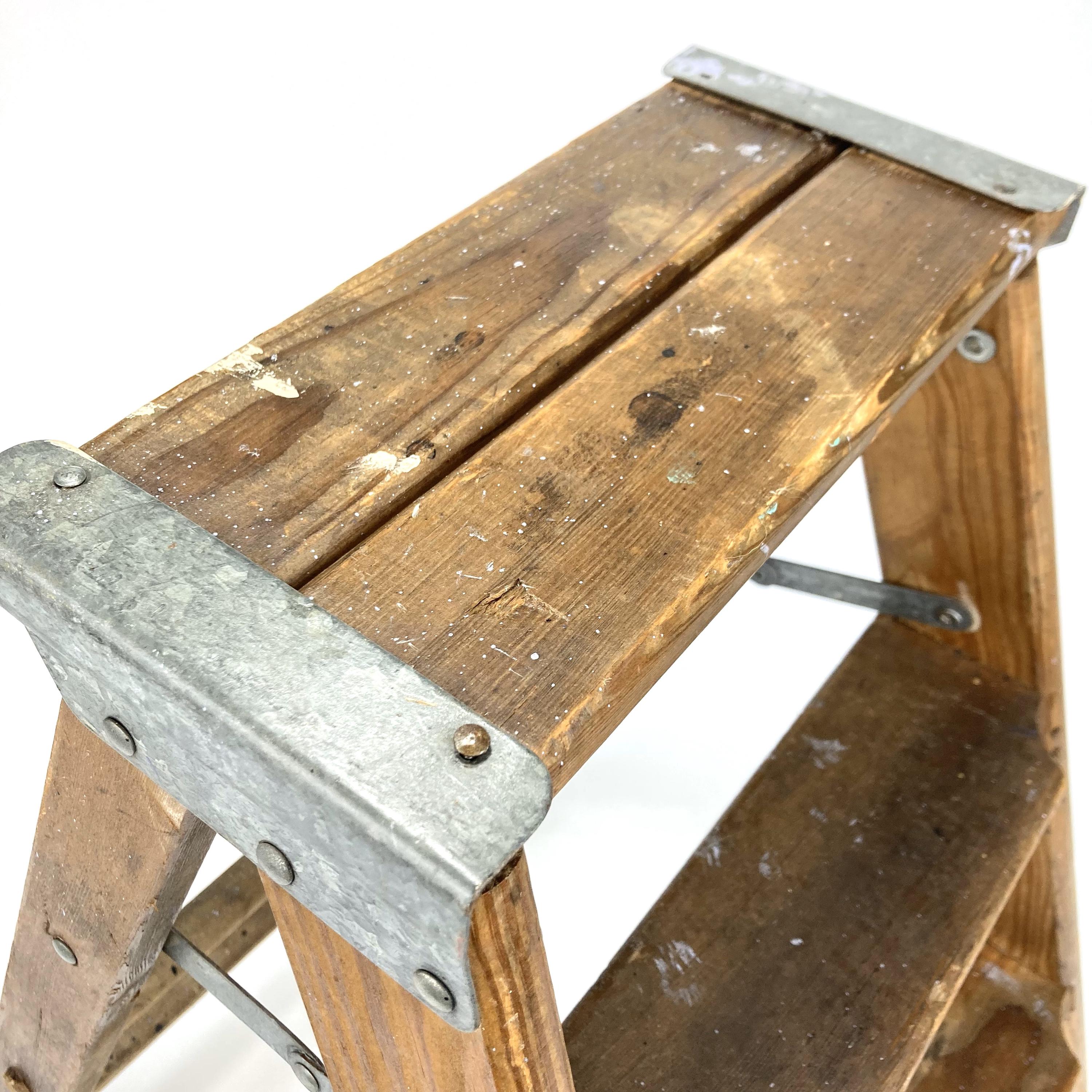Vintage Brown Wood Step Ladder - 24 Inch Stepstool - Etsy