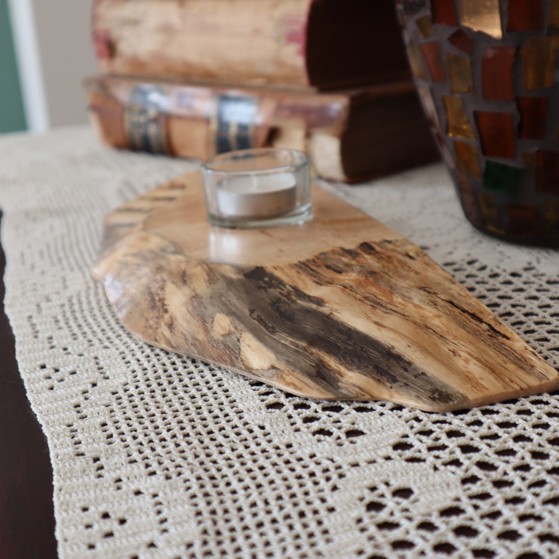 Live Edge Maple Tea Light Candle Holder Handmade Etsy