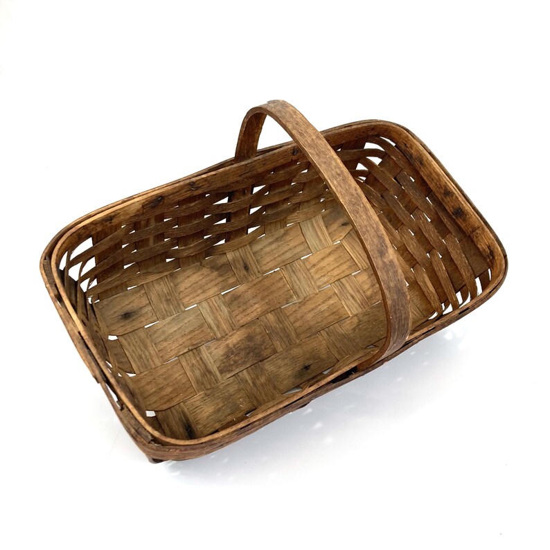Antique Woven Splint Oak Gathering Basket - Etsy