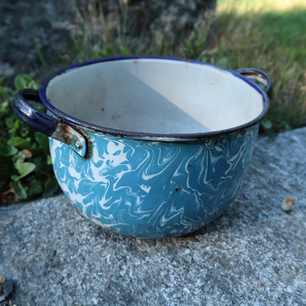 White Enamelware Pot - Etsy