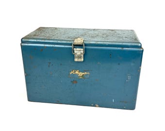 Vintage JC Higgins Blue Metal Cooler - Distressed Aluminum Ice Chest