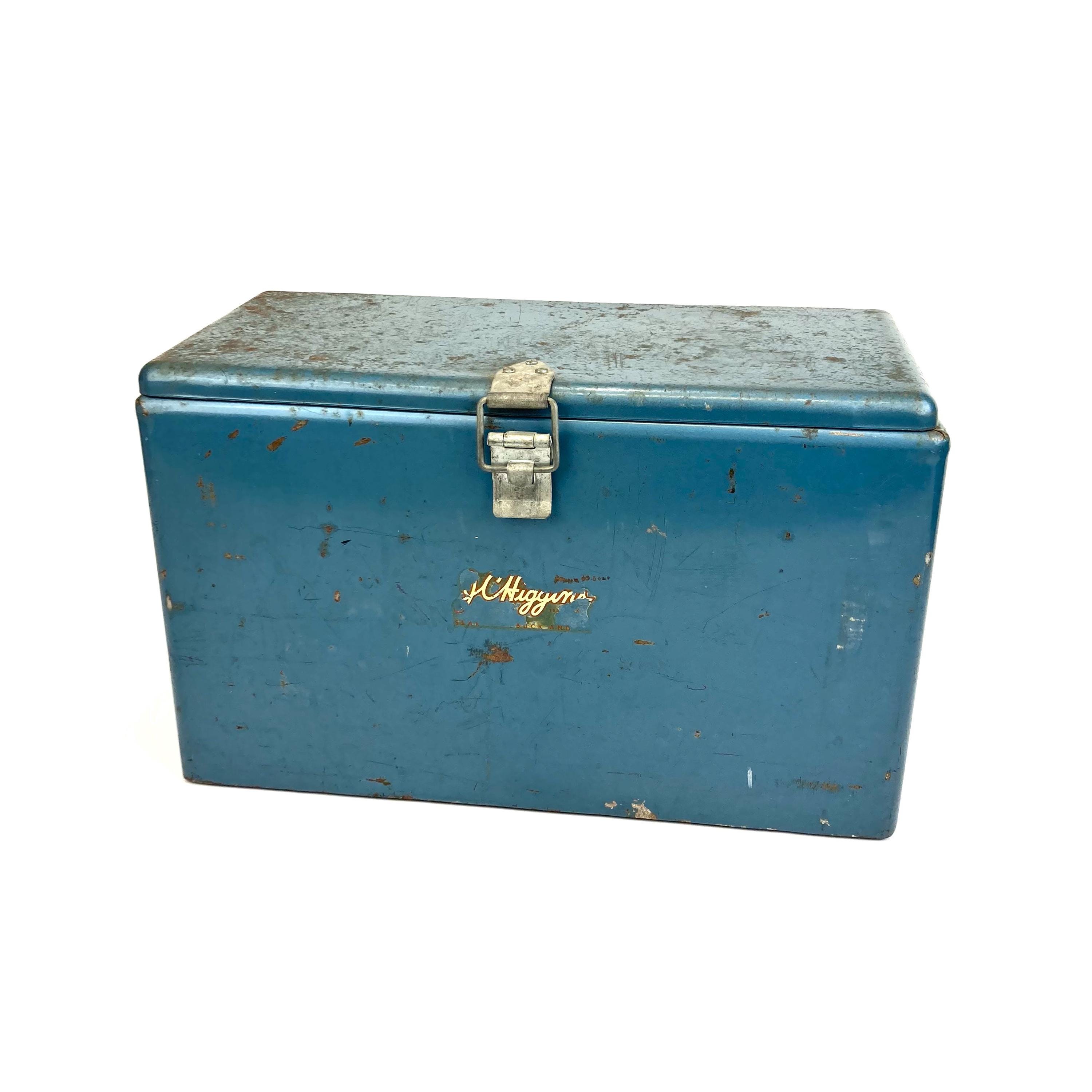 Vintage JC Higgins Blue Metal Cooler - Distressed Aluminum Ice