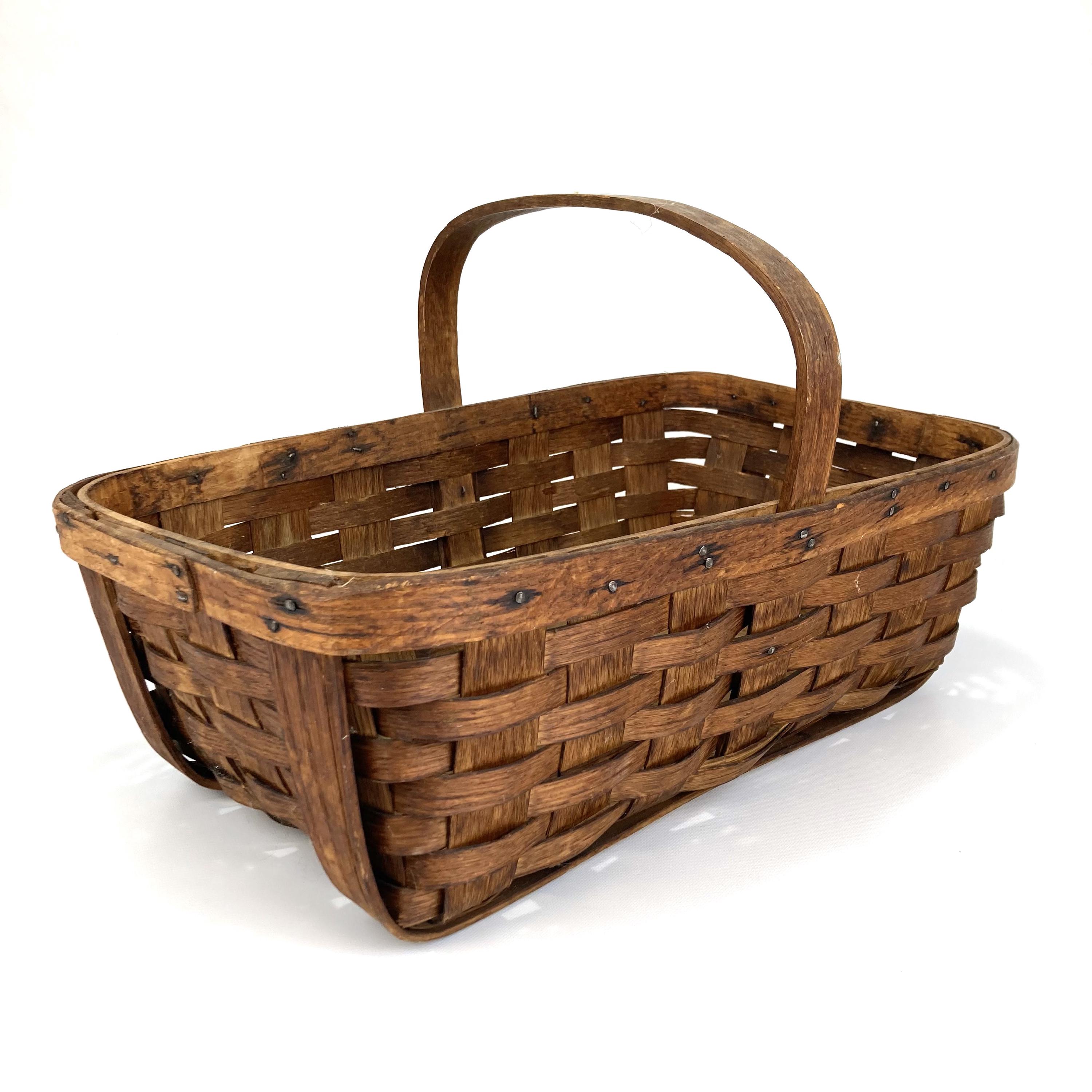 Antique Woven Splint Oak Gathering Basket - Etsy