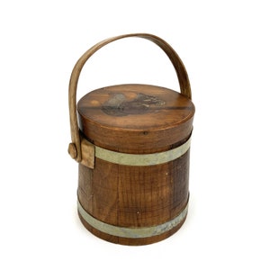 Small Vintage Sugar Bucket with Hand Engraved Lid