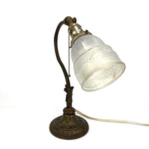 Antique Victorian Bronze Desk Lamp with Adjustable Head - Rare