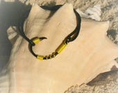 The REAL FISH HOOK Bracelet Anklet - Yellow on Black Hook