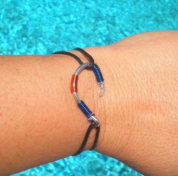 etsy fish hook wristband The REAL FISH HOOK Bracelet/Anklet